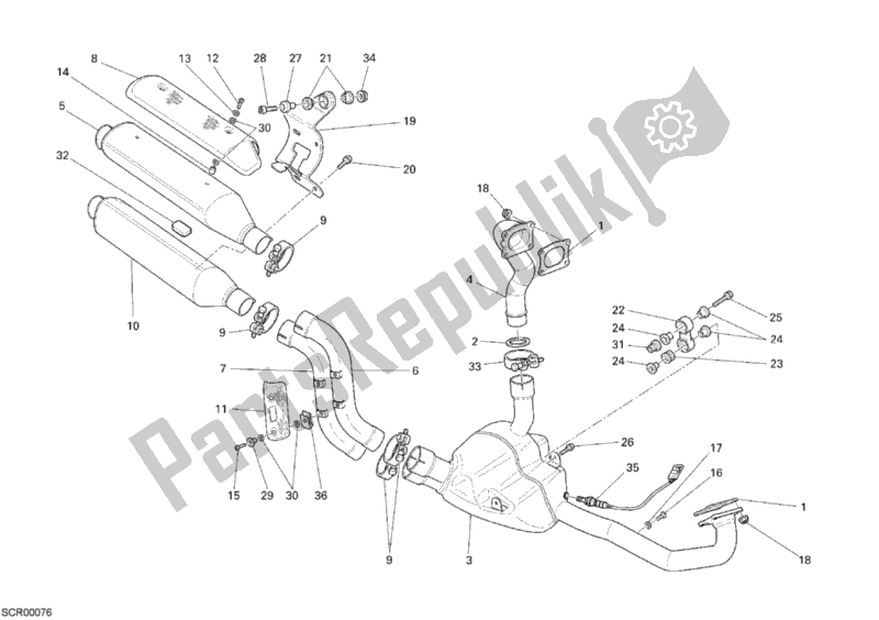 Wszystkie części do System Wydechowy Ducati Monster S4 RS USA 1000 2008